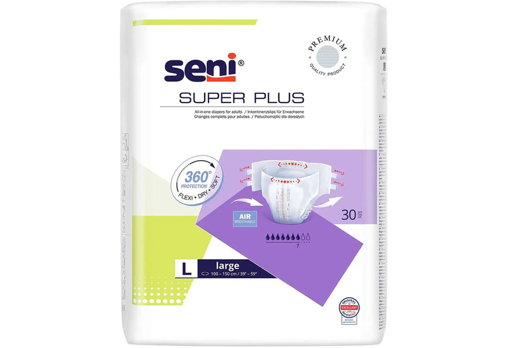 Підгузки для дорослих Seni Super Plus large, L, 30 шт (надірвана упаковка)