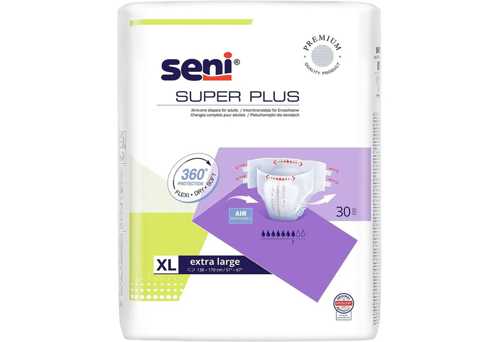 Підгузки для дорослих Seni Super Plus extra large, XL, 30 шт (надірвана упаковка)