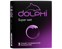 Dolphi Super Wet ультратонкі з додатковою змазкою, 3 шт, пом'ята упаковка
