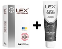 Набір Lex Super Strong підвищений рівень надійності, 24 шт + Гель Lex Super Strong регенеруючий 100 мл