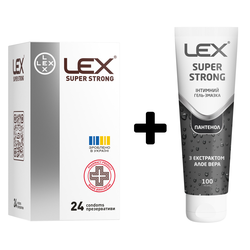 Набір Lex Super Strong надзвичайно міцні, 24 шт + Гель Lex Super Strong регенеруючий 100 мл