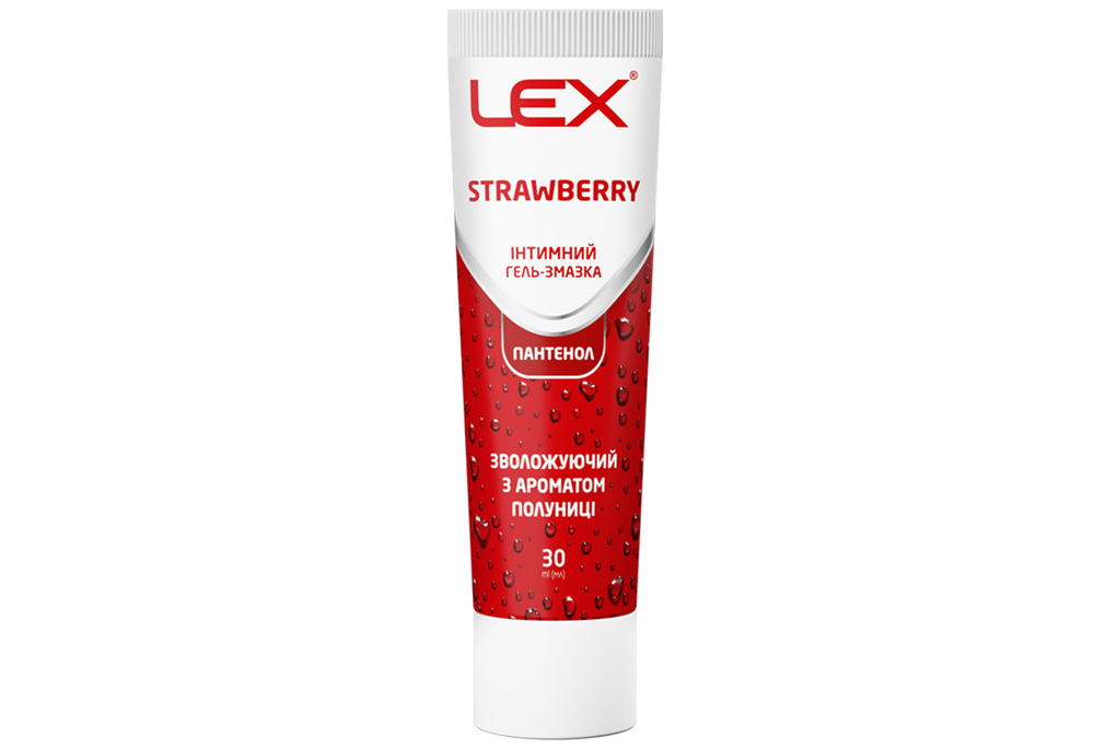 Гель-смазка интимная Lex Strawberry увлажняющий с ароматом клубники и пантенолом (лубрикант), 30 мл