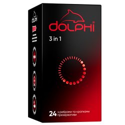 Dolphi 3 in 1 Три в одному з крапками та ребрами, 24 шт (пом'ята упаковка)