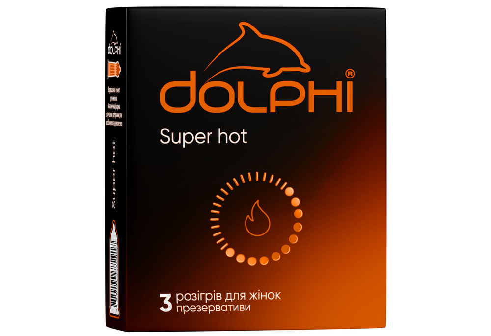 Dolphi Super hot з ребрами і крапками та розігріваючим змащувачем, 3 шт