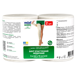 Бинт еластичний Медтекстиль середньої розтяжності, розмір 5 м х 10 см, 2 шт