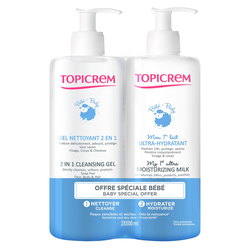 Набір Topicrem Baby (Моє перше ультразволожуюче молочко для тіла 500 мл + Гель очищаючий 2 в 1 500 мл)