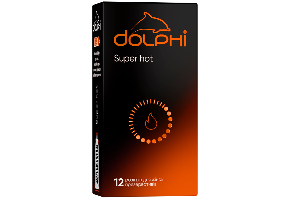 Dolphi Super hot з ребрами і крапками та розігріваючим змащувачем, 12 шт