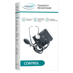 Тонометр MedHit Control механічний з вбудованим стетоскопом (пом'ята картонна упаковка)