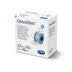 Пластир фіксуючий з прозорої плівки Omnifilm 2,5 см х 9,2 м, 1шт (пом'ята упаковка)