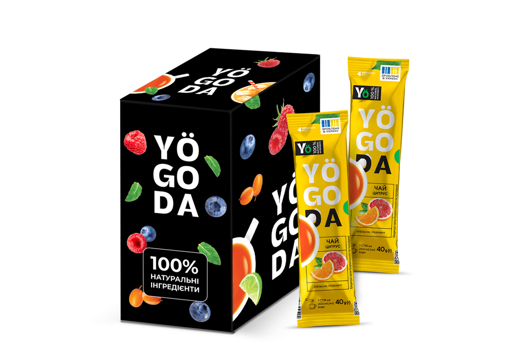 Чай YOGODA Цитрус (концентрат) стік 40 г, 12 шт