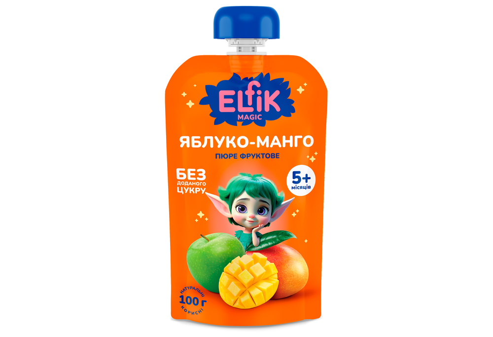 Пюре фруктове Elfik Magic яблуко-манго, 100 г