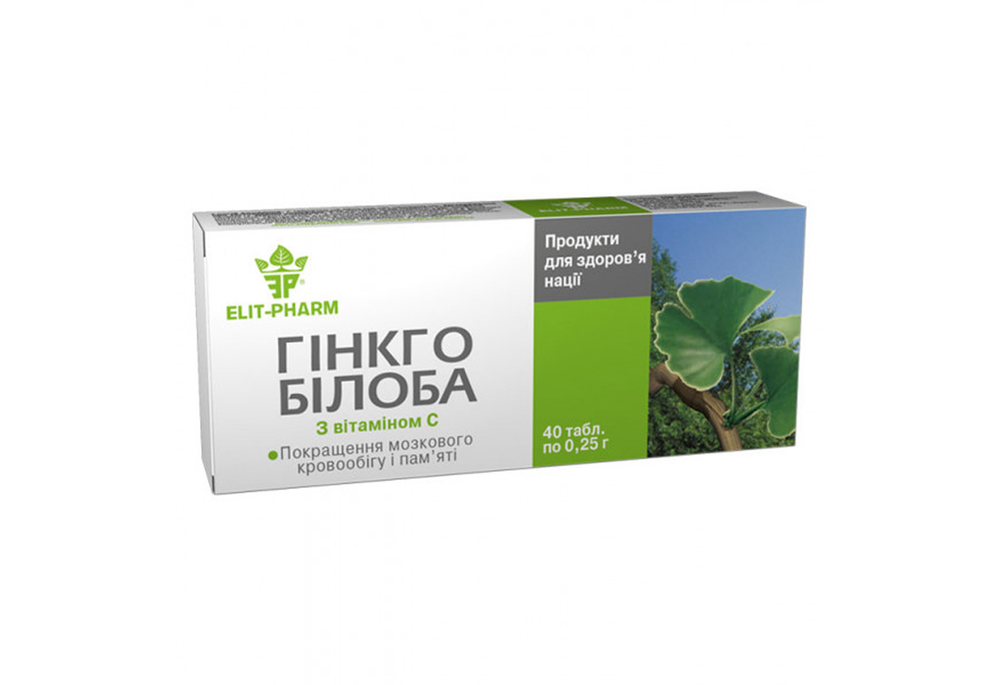 Гинкго билоба Elit-Pharm с витамином С таблетки, 40 шт