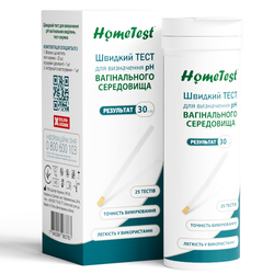 Тест-смужки HomeTest для визначення pH вагінальних виділень, 25 шт, пом'ята упаковка