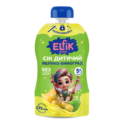 Сік Elfik Magic Яблуко-Виноград без цукру для дітей з 5 місяців, 175 мл