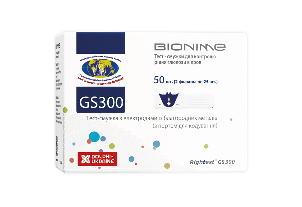 Тест-смужки Bionime Rightest GS300 для глюкометра GM 110, 50 штук