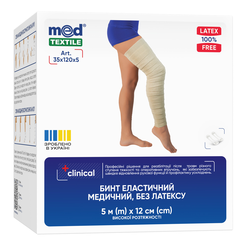 Бинт еластичний Медтекстиль високої розтяжності, без латексу 5 м x 12 см
