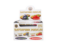 Мікс: Батончик-мюслі з ягодами та соком чорниці, 10 шт і Батончик-мюслі з ягодами та соком малини, 10 шт