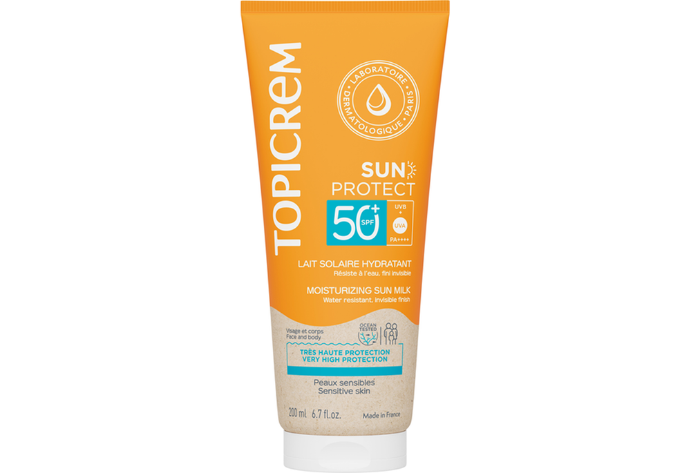 Молочко для обличчя та тіла Topicrem Sun Protect SPF50+ сонцезахисне зволожувальне, 200 мл