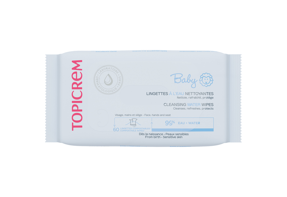 Дитячі очищувальні серветки Topicrem Baby Cleansing Water Wipes, 60 шт