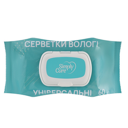 Серветки вологі Simply Care універсальні, 60 шт