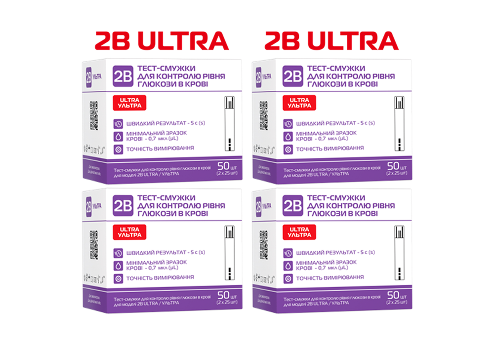 Тест-смужки 2B для глюкометра Ultra, 200 штук