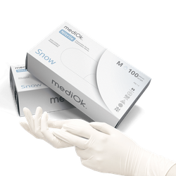 Рукавички mediOk Snow нітрилові, неопудрені, колір білий, розмір XL, 100 шт
