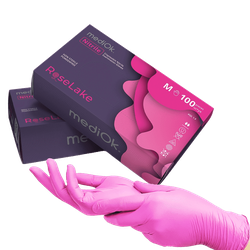 Рукавички mediOk Rose Lake нітрилові, неопудрені, рожеві, розмір L, 100 шт