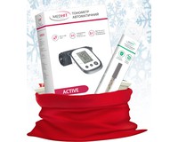 Новорічний набір з тонометром MedHit Active автоматичним і термометром медичним скляним без ртуті MedHit Safe