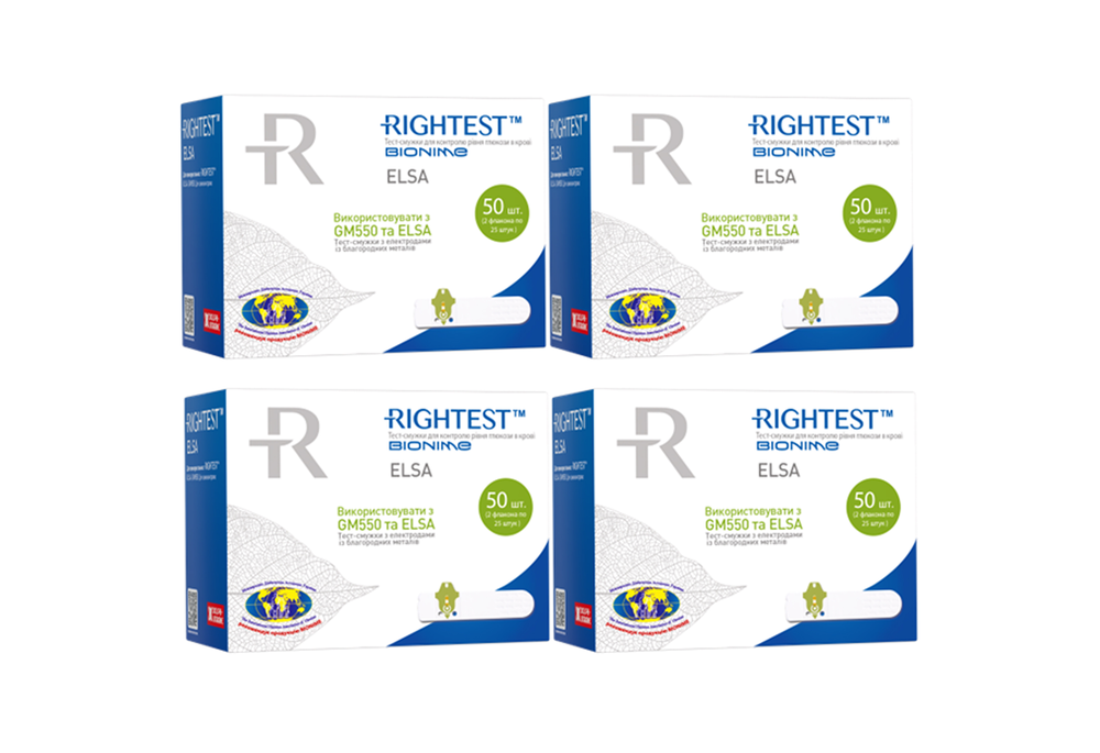 Тест-смужки Bionime Rightest для глюкометра Elsa та GМ 550, 200 штук