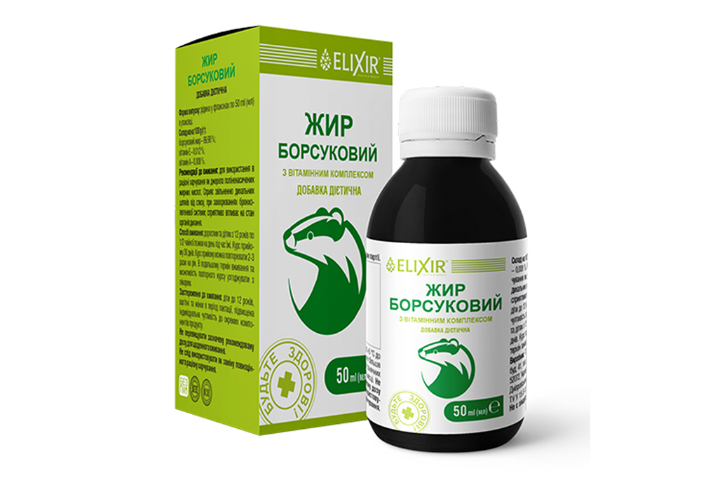 Борсуковий жир Elixir вітамінний комплекс по 50 мл у флак.