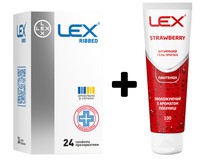 Набір LEX Ribbed з ребрами, 24 шт + Гель Lex Strawberry з ароматом полуниці та пантенолом, 100 мл