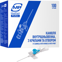 Канюля внутрішньовенна MP MedPlast Proflon 22G (0,9 x 25 мм) блакитна, 100 шт