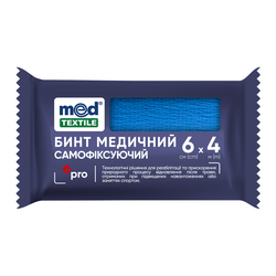 Бинт медичний MedTextile самофіксуючий 6 см х 4 м (синій)