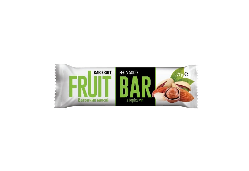 Батончик-мюслі Fruit Bar c горіхами, 25 г