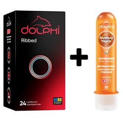 Набір Dolphi з ребрами 24 шт + Гель чуттєвий зігріваючий 50 мл