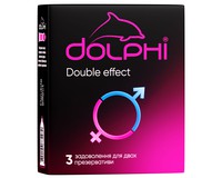 Dolphi Double effect з ребрами і точками та двома видами змазки: розігріваюча та анастетик, 3 шт