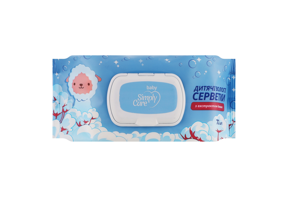 Серветки вологі Simply Care дитячі, 72 шт