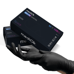 Рукавички mediOk Space нітрилові, неопудрені, колір чорний, розмір XS, 100 шт