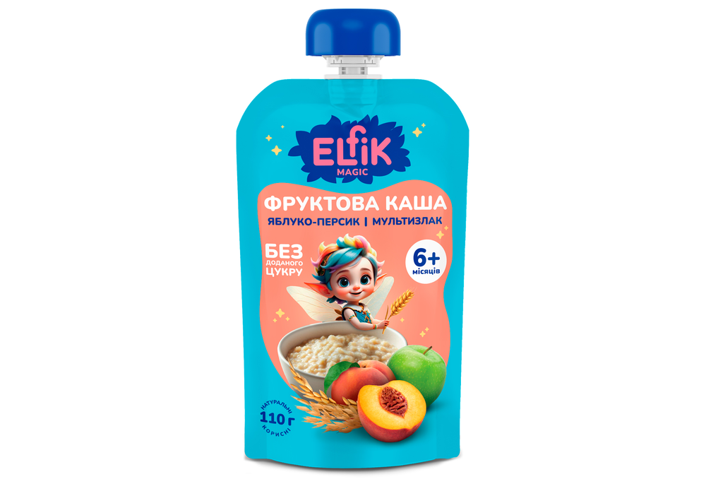 Каша фруктова Elfik Magic Яблуко-персик і Мультизлак, 110 г