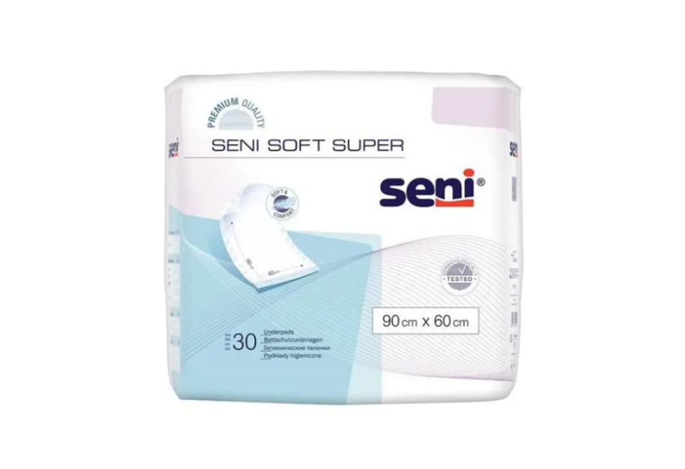 Пеленки Seni Soft Super одноразовые гигиенические 90х60 см, 30 шт