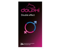 Презервативы Dolphi Double effect с ребрами и точками и двумя видами смазки: разогревающая и анестетик, 24 шт