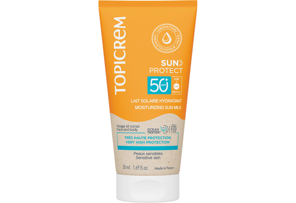 Молочко для обличчя та тіла Topicrem Sun Protect SPF50+ сонцезахисне зволожувальне, 50 мл