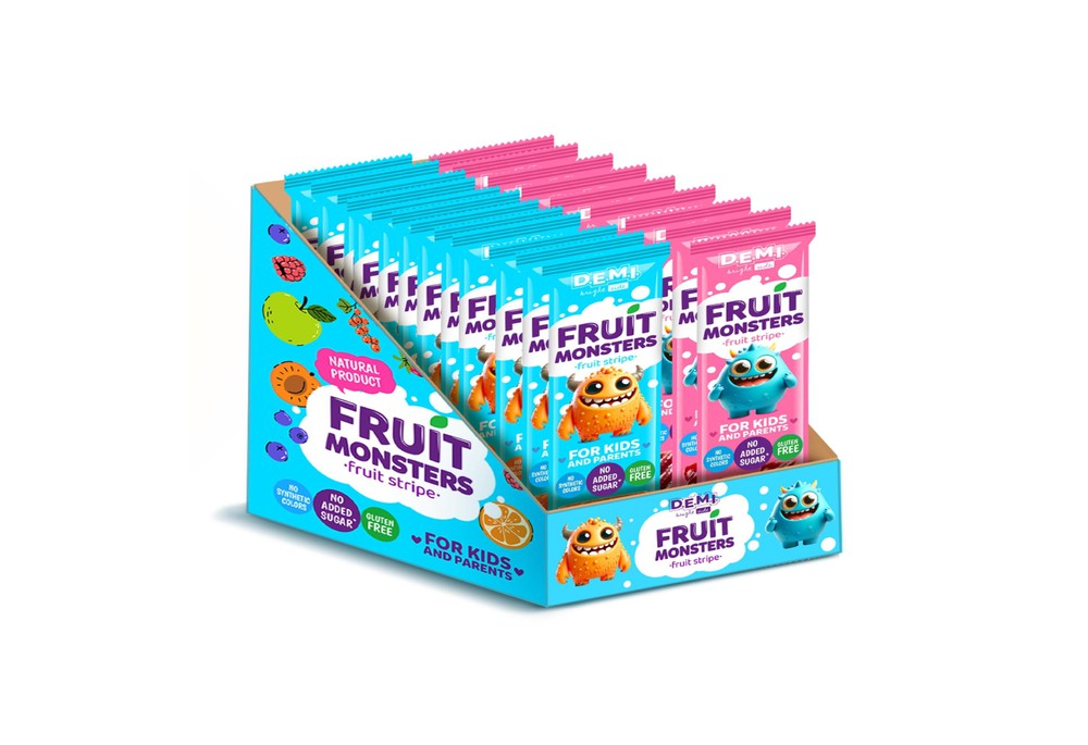 Пастила фруктова "Fruit Monsters" із соком малини ТМ D.E.M.I., 15 г, 10 шт.