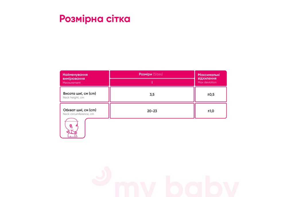 Бандаж на шийний відділ хребта Медтекстиль 1002_H для немовлят (шина Шанца), м'яка фіксація, висота 3,5 см (надірвана упаковка)