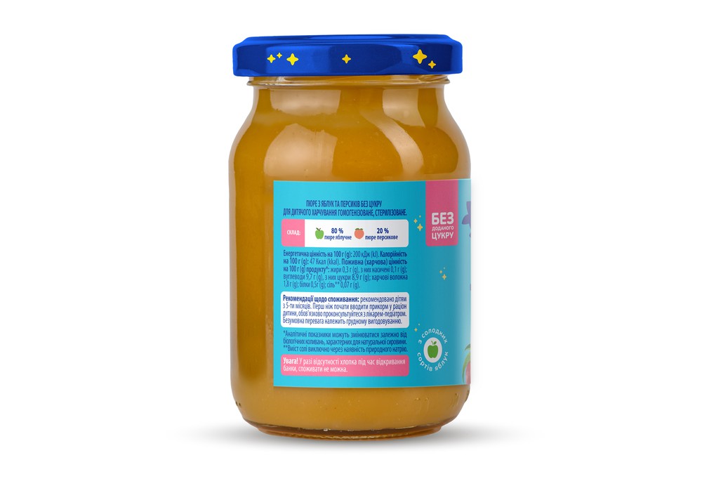 Пюре фруктове Elfik Magic для дітей з 5 місяців яблуко і персик, 170 г